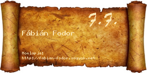 Fábián Fodor névjegykártya